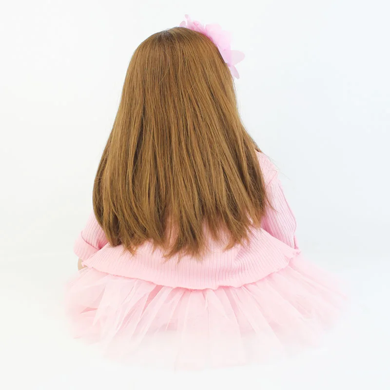 60cm Soft Silicone Reborn Baby Doll Toy For Girl Long Hair Princess Toddler Babies Lifelike 24inch Alive Bebe Kid Birthday Gift 5