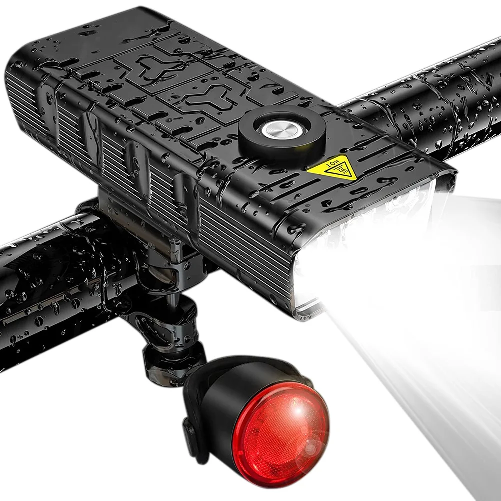 

7000 Lumen Powerful Bike Lights Front and Back,5 LED Super USB Rechargeable Waterproof Bicycle Headlight