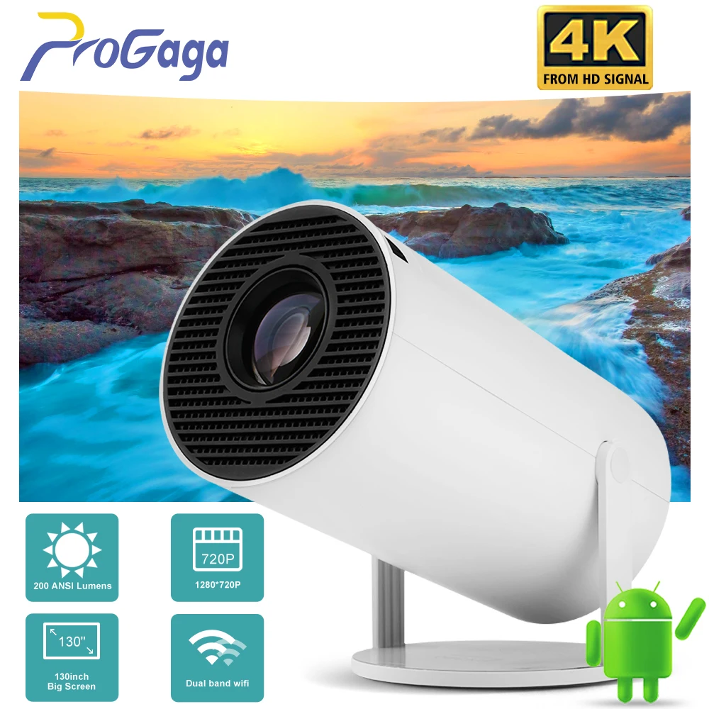 HY300 Mini Projector 4K Android 11 WIFI6 BT5.0 1080P 1280*720P Home Theater  TV Screen Projecteur Outdoor Portable Beam Projetor - AliExpress