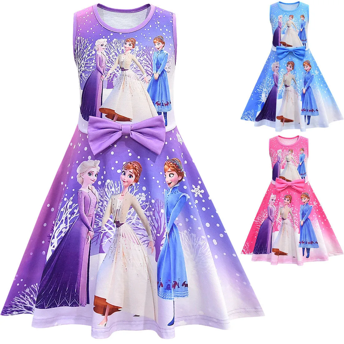 Ärmelloses Prinzessin Kleid Für Mädchen - Sommerkleid Mit Blumenmuster & Hoher Taille