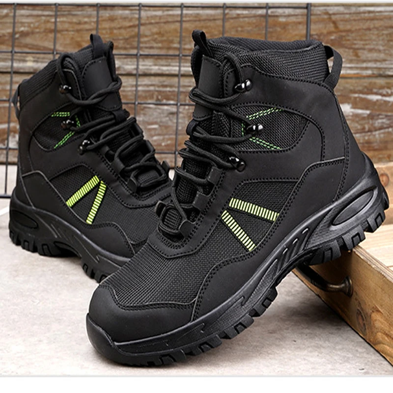 Zapatos de seguridad para el trabajo para hombre, zapatillas indestructibles a la moda, botas de trabajo con de acero, botas a prueba de perforaciones, zapatos de plataforma|Botas de seguridad y