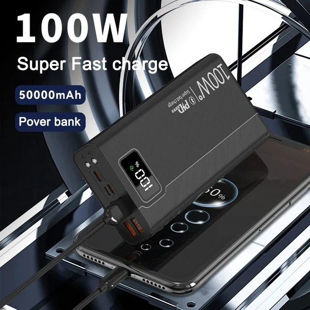 100W Power Bank 50000mAh 4 USB Super Fast Charging Portable Powerbank for Huawei  iPhone 14 Xiaomi