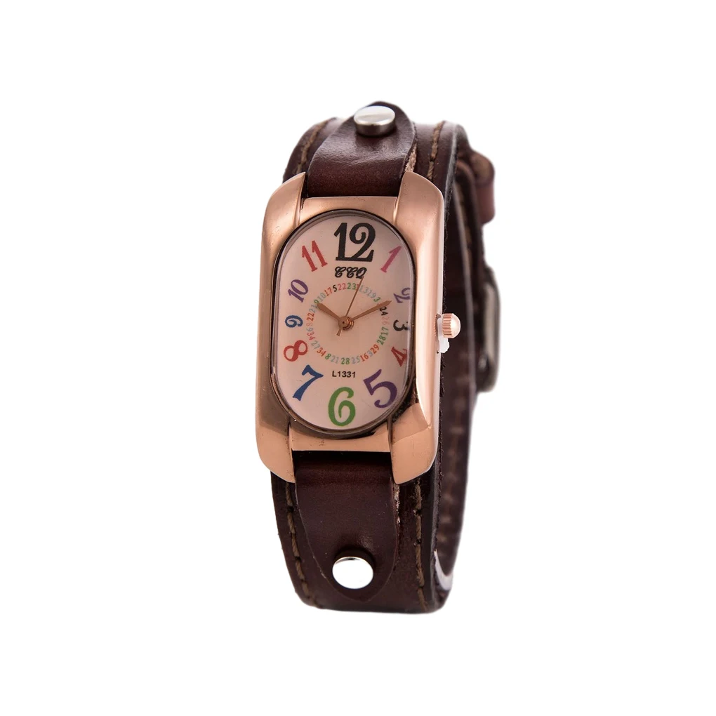 

2/3/5 Vintage Leather Womens Watch Fine Workmanship Fashionable Colorful Digital Styles With Accurate