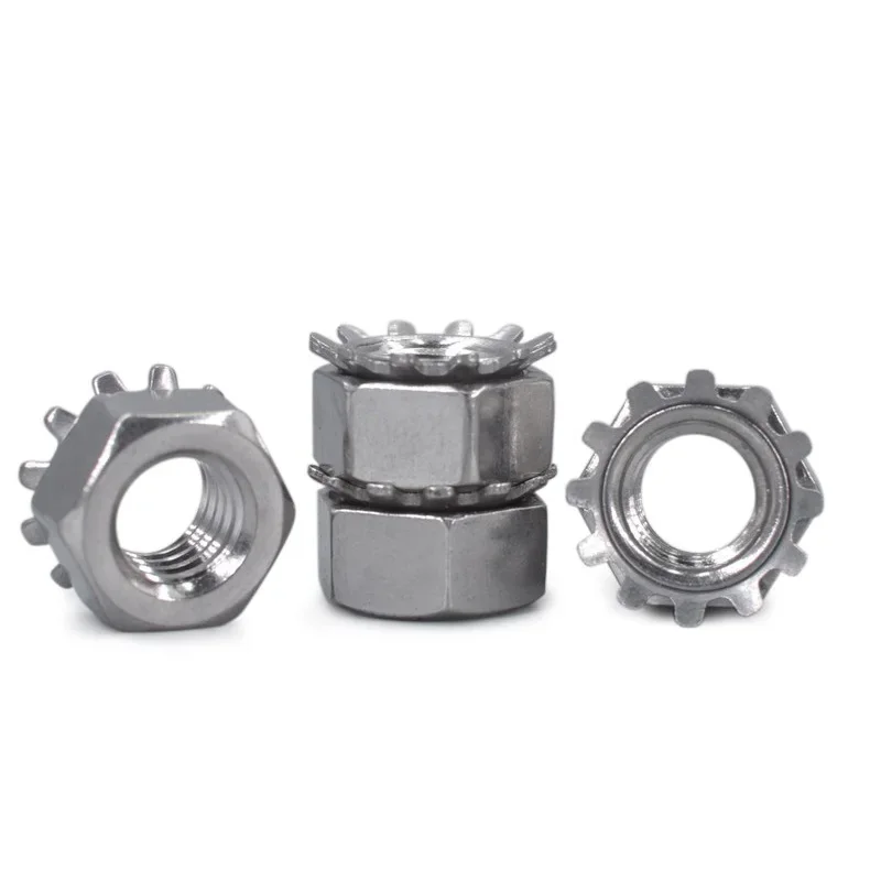 Description Picture 3 of item304 stainless steel US-made K-nuts imperial nut nuts K metric multi-tooth fine tooth nuts 4# 6# 8# 10# 1/4 5/16 M6-0.75 M8-0.75