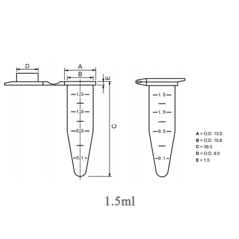 IKEME PCR Centrifuge Tube Transparent Clear Graduation 0.2ml 0.5ml 1.5ml 2ml Lab Microcentrifuge Tube With Cap And Bottom Scale