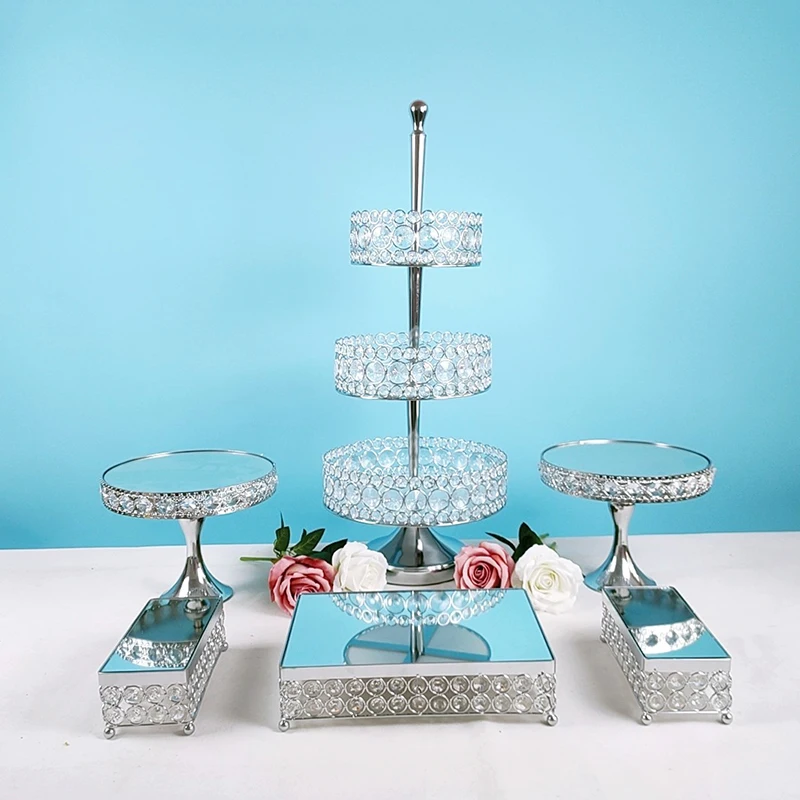 1-11pcs Rectangular Mirror-Top Cake Stand Risers Dessert Tray Set