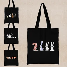 

Large Capacity Shopping Bags Cartoon Print Tote Bag Canvas Shoulder Bag Reusable Shopper Bag Eco HandBags Casual Women Daily Use