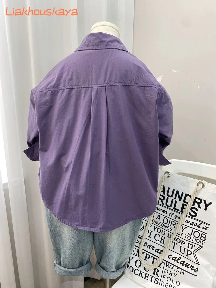 2026년 신상 아동용 긴팔 셔츠 한국 스타일 가디건 얇은 봄 캐주얼 탑 소년 소녀  패션 어린이 블라우스