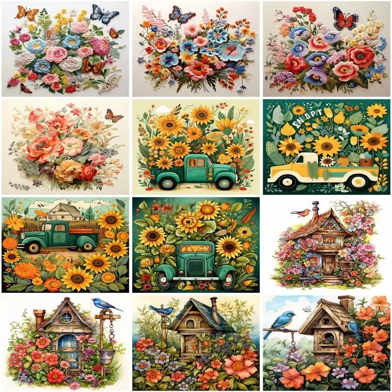 

CHENISTORY Coloring By Number Flower and Bird Kits DIY Oil Painting By Number Drawing On Canvas HandPainted Home Decoration