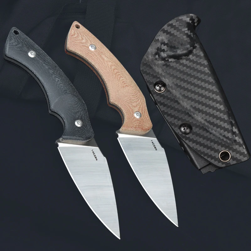 Linen Handle Practical Tactical Knife 14C28N Fixed Blade with Kydex Sheath Outdoor Military Tools Camping Hunting Survival Knife 3