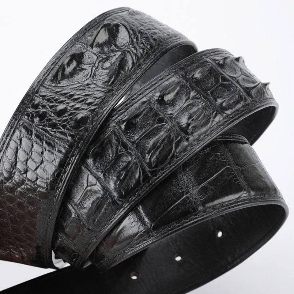 Modello Coccodrillo Business Casual Nero Marrone Cinturino In Vera