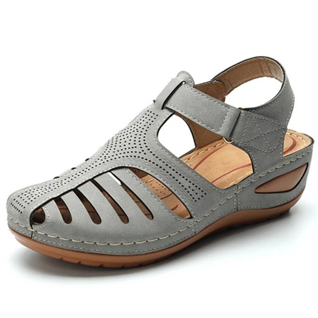 New Women's Sandals Premium Orthopedic Bunion Corrector Flats Casual Soft Sole Beach Wedge Vulcanized Shoes Zapatillas De Mujer gray