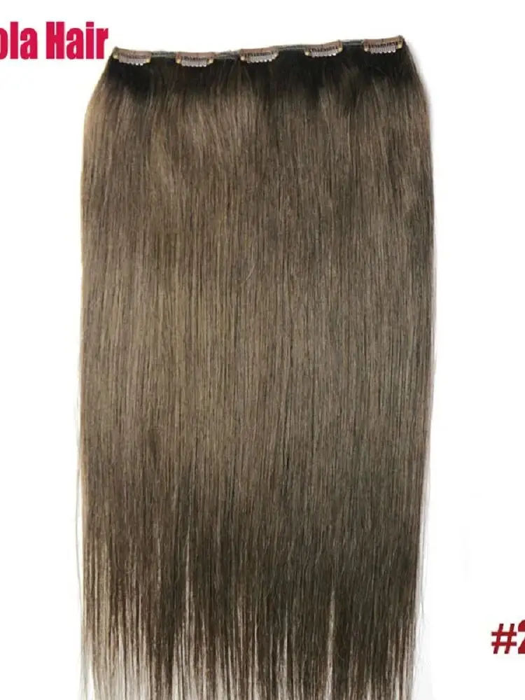 Chocala 100% Brazilian Human Remy Hair Extensions 20"-28" 180g One Piece Set With 5 Clips In 1pcs No-lace Straight
