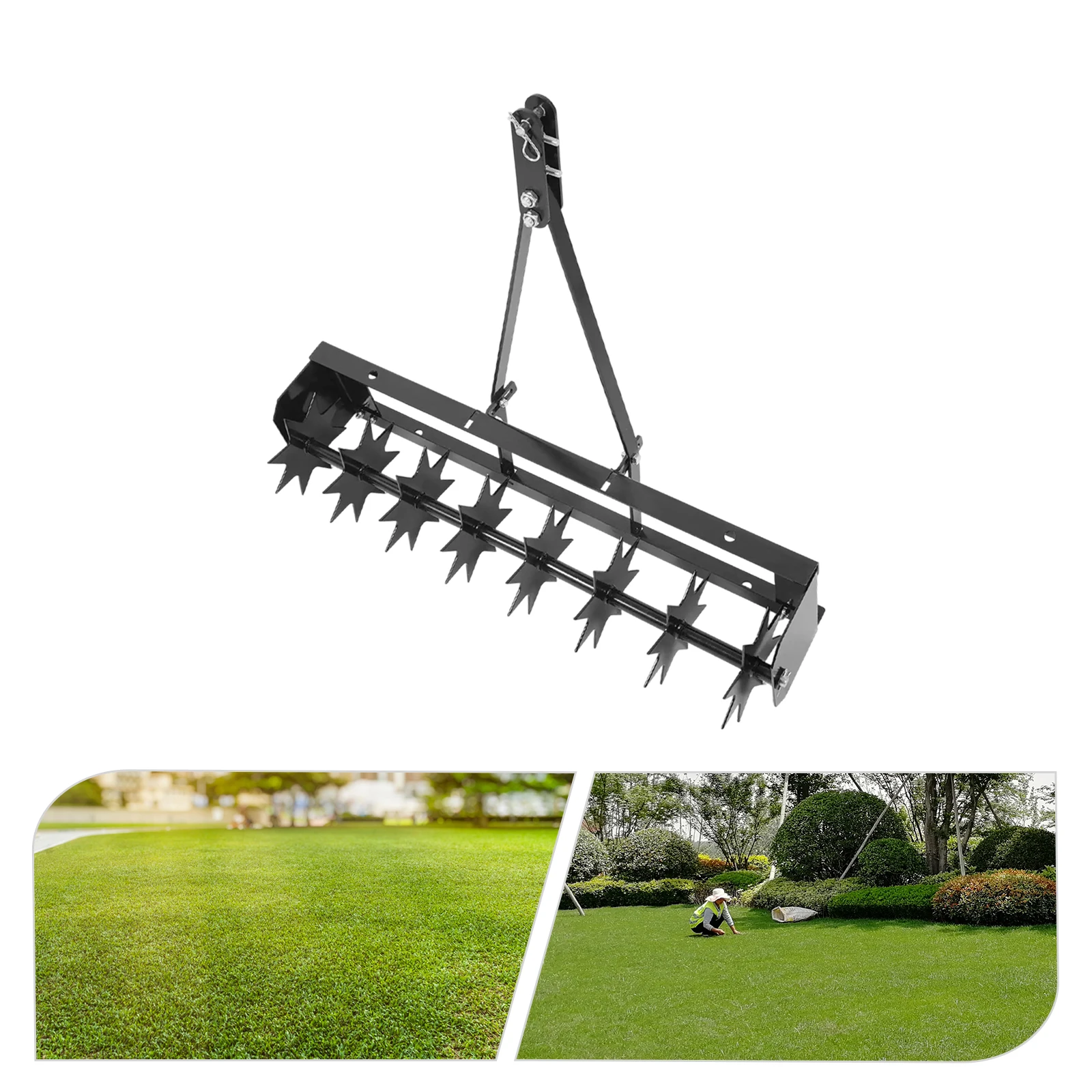 Manual Lawn Aerator Tool with 8 Iron Spikes Gardening Soil Scarifier Grass Aerator Lawn Tool for Garden Yard Lawn Ventilation