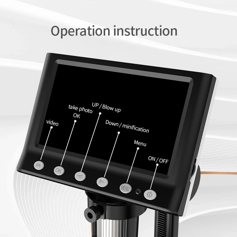 Digital Microscope 4.3 In LCD 40-1000X Coin Microscope USB Magnifier with High Stand 8 LED For Kids