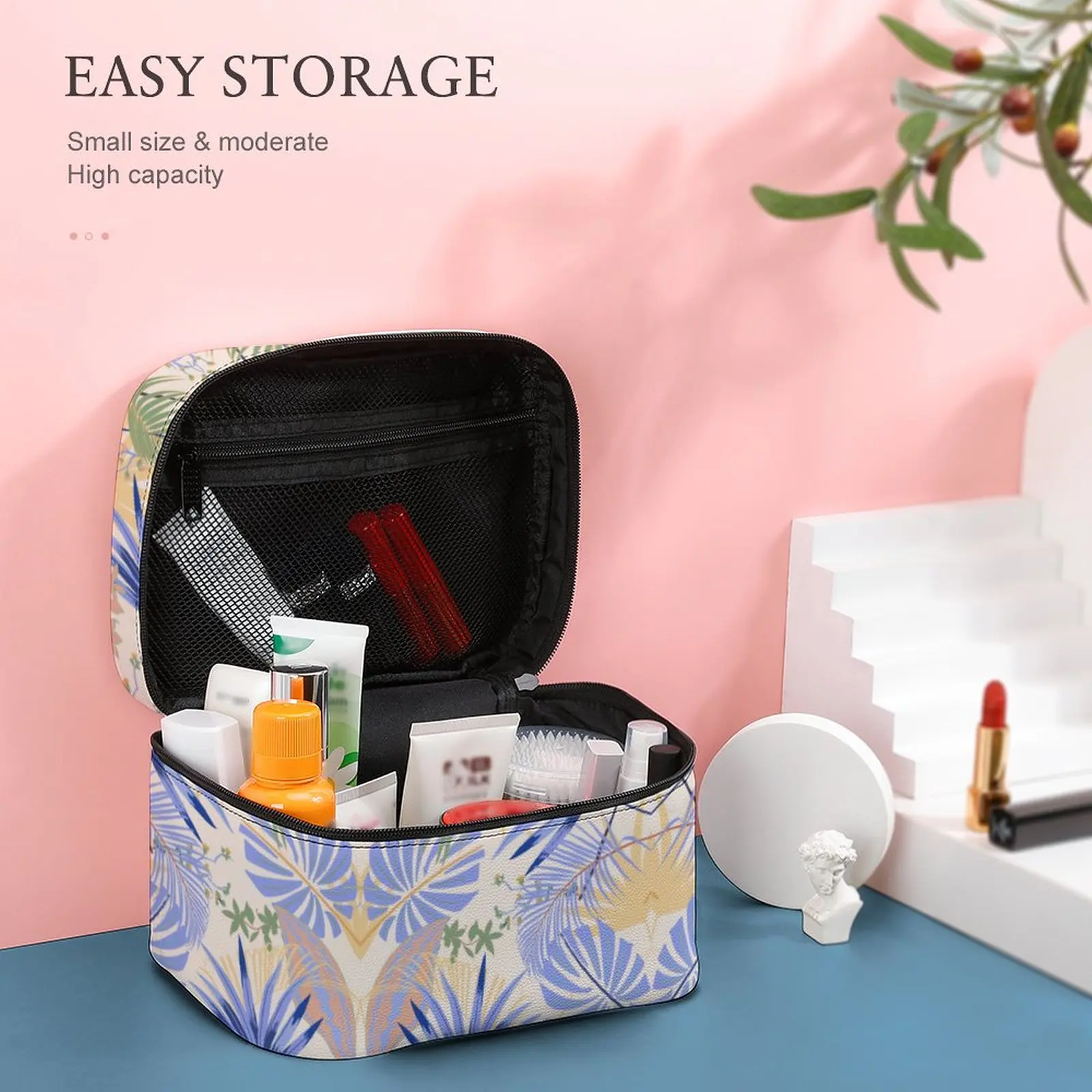 Customized Pattern Makeup Bag Colored Flower Print Bag Women Multifunction Cosmetic Bag Toiletries Organizer Storage Wash Bag