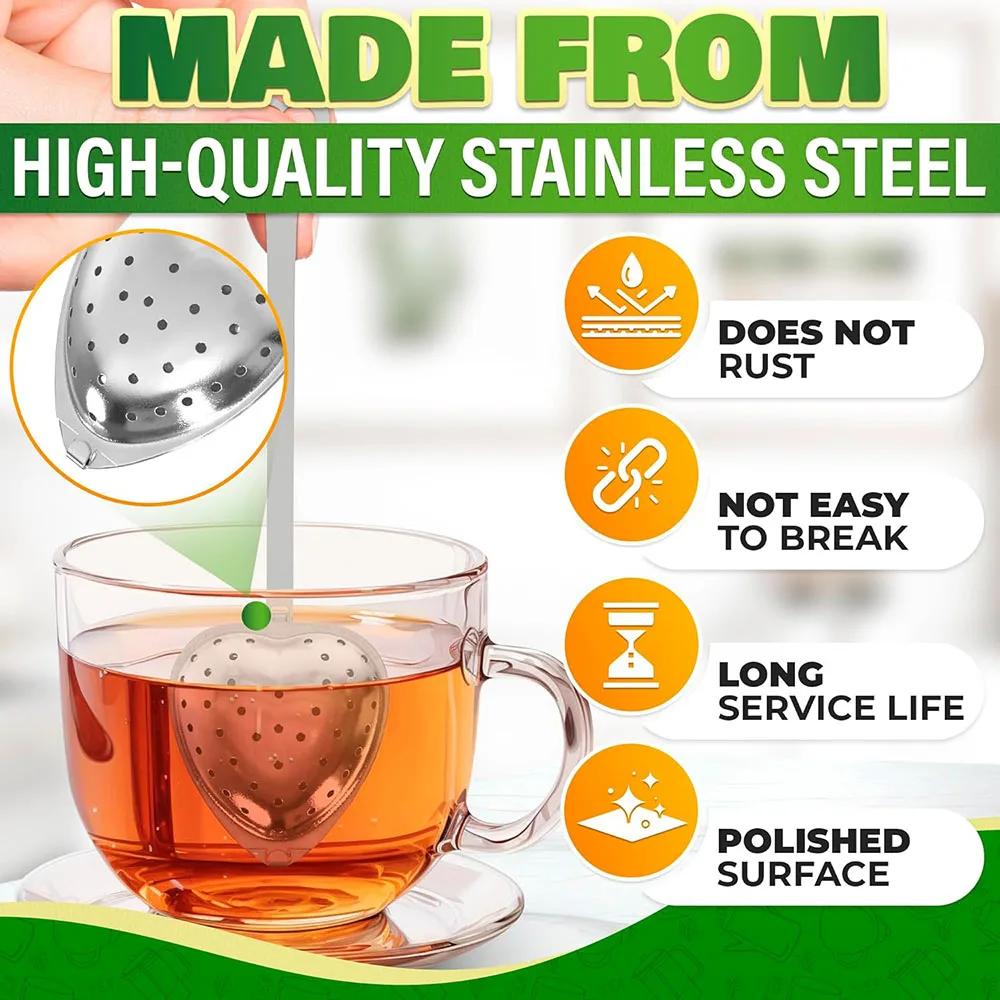 10Pcs Stainless Steel Tea Infuser Spoon Loose Tea Spoon Heart Steeper Fine Mesh Strainer tea infuser