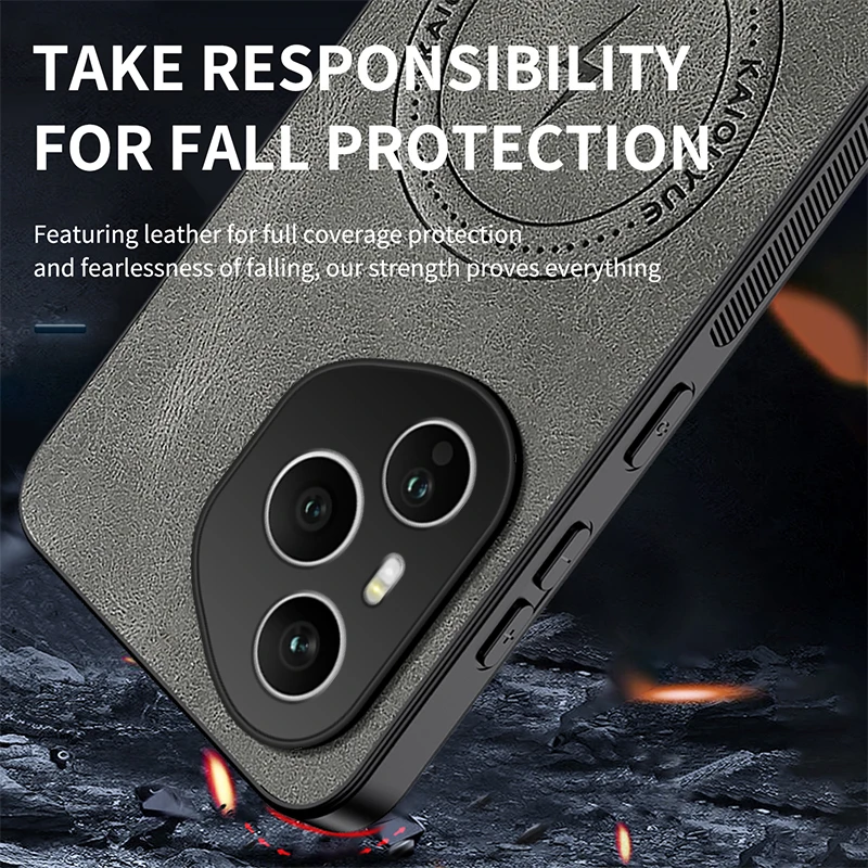 Luxury Leather Texture Wireless Charging Magnetic Phone Case - Shockproof Cover