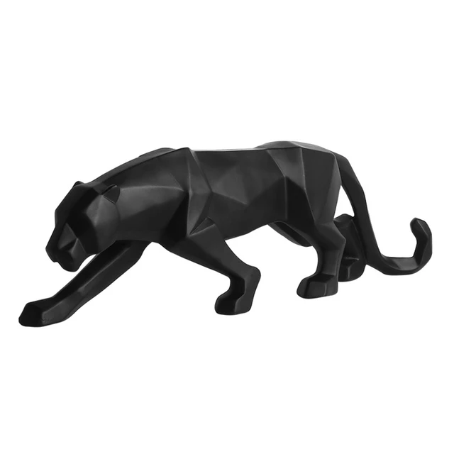 Statue de panthère en résine, décoration de maison, Figurine d'animal, Style géométrique abstrait, Sculpture léopard, artisanat de décoration de bureau et de maison 1