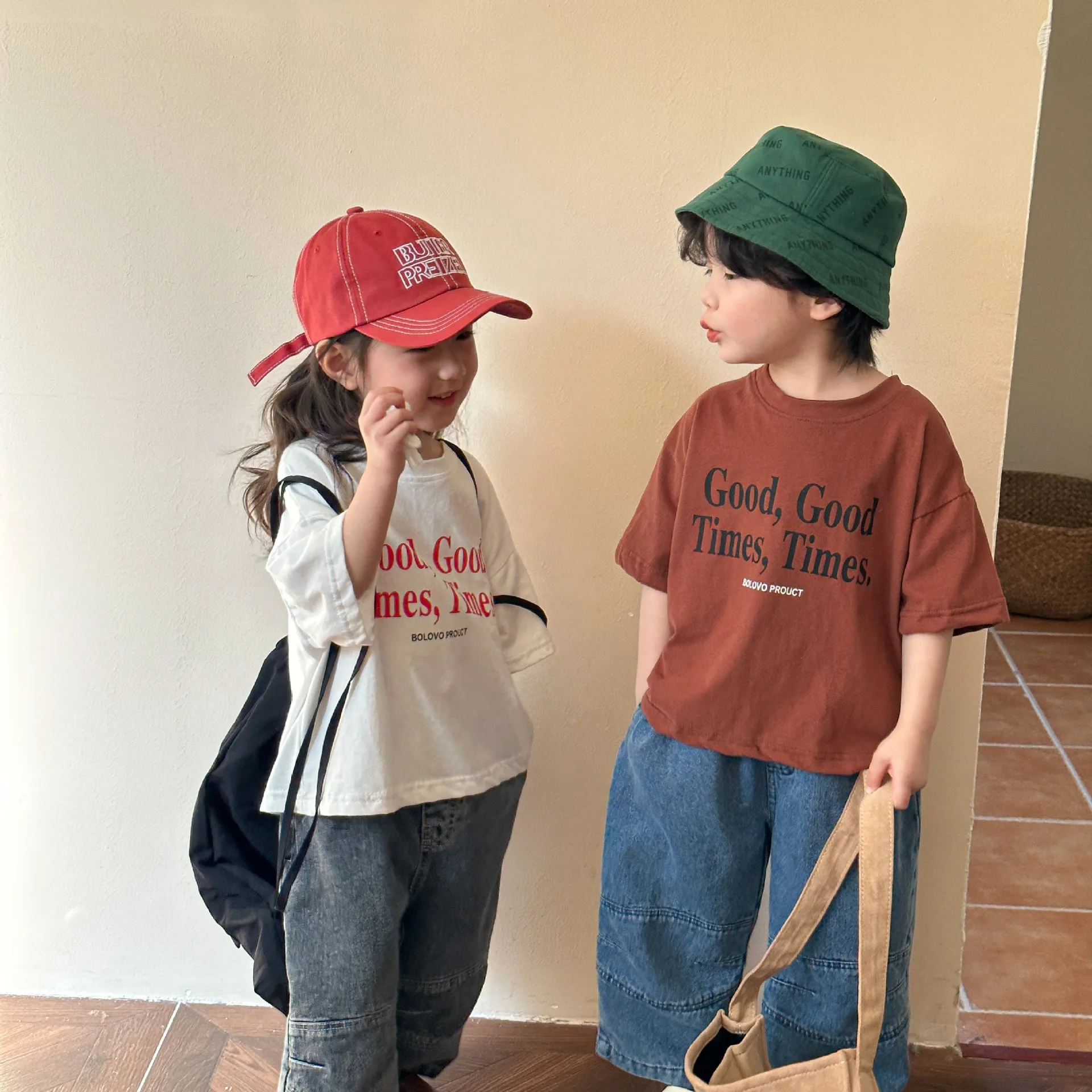 2024 Summer Fashion Loose Girl Children Letter Print T-shirt Boy Baby Cotton Short Sleeve Tees Kid Casual Tops Toddler Clothes 3