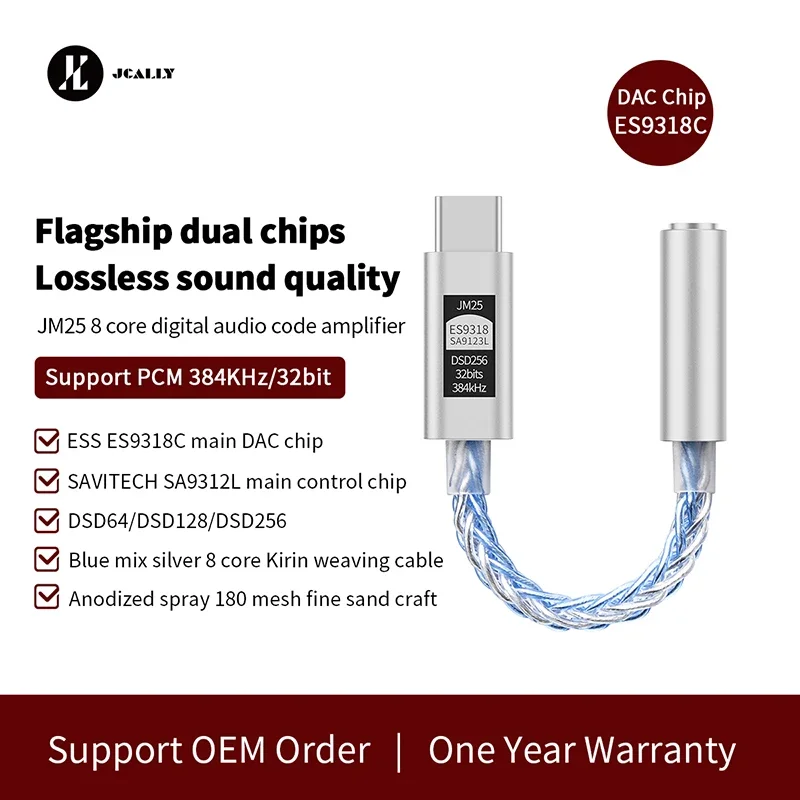 JCALLY JM30 휴대용 HIFI 헤드폰 오디오 증폭기 USB C DAC for 안드로이드 IPhone Type-C 3.5mm PCM DSD 디코더