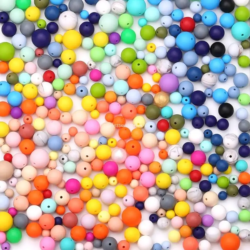 

20 шт. круглые детские жевательные украшения, силиконовые бусины без бисфенола А, прорезыватели для зубов, ожерелье «сделай