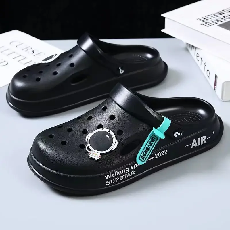 Non Slip Slippers Soft Slippers Men's Hole Shoes New Non-slip Thick-soled Casual Shoes Outerwear Beach Soft-soled Baotou Slippers Men's Slippers Sandals Beach Slippers Fashion Slippers Soft Non Slip Slippers Sneaker Slippers