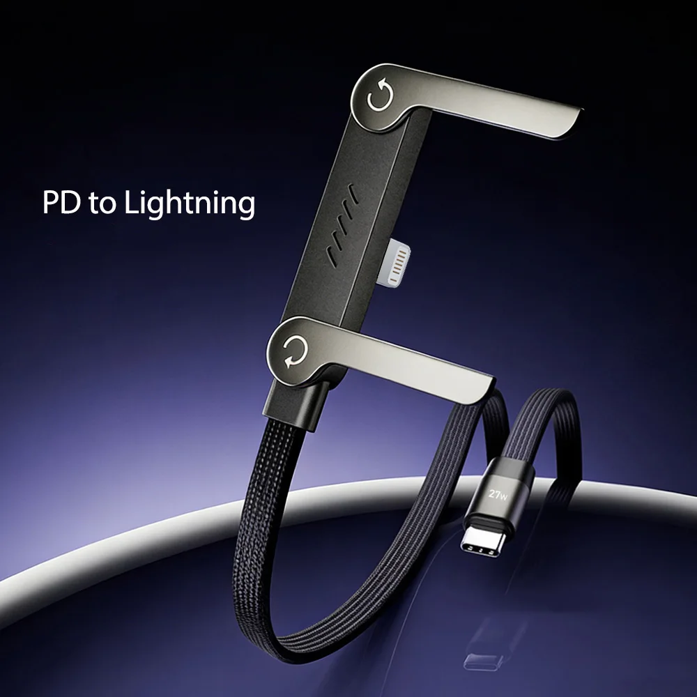 27W Type C to Lightning Fast Charging Cable with Foldable Stand