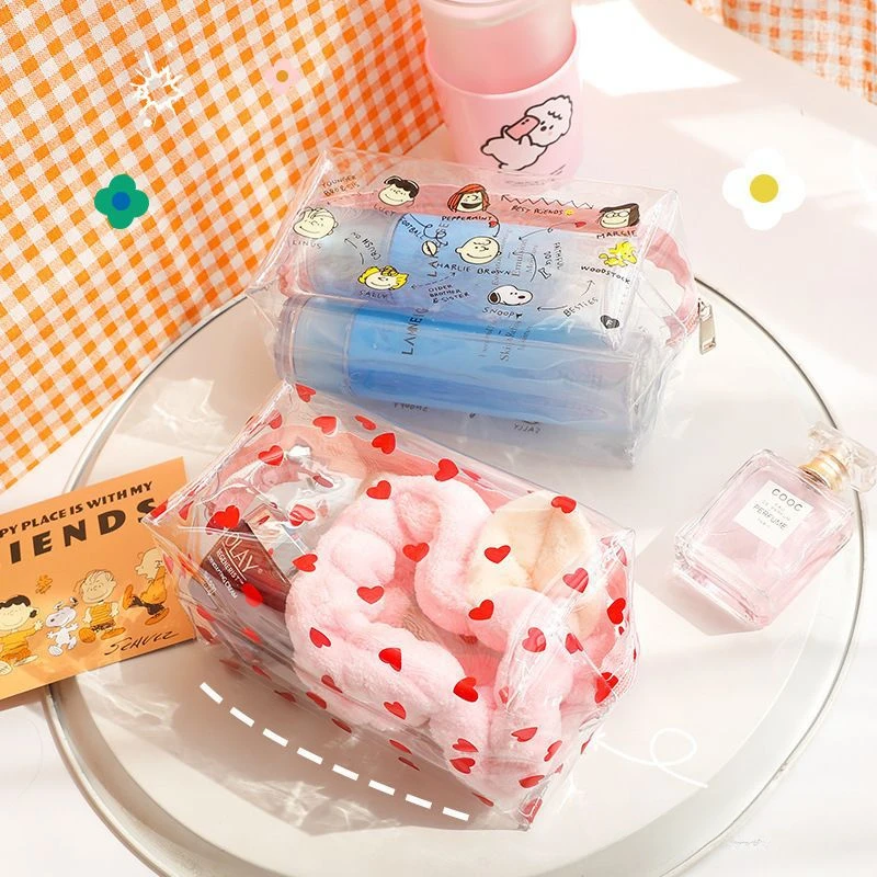 Portable Makeup Bag Transparent Waterproof Large Capacity Cute Girl Toilet Special Bag Makeup Bag Travel 3