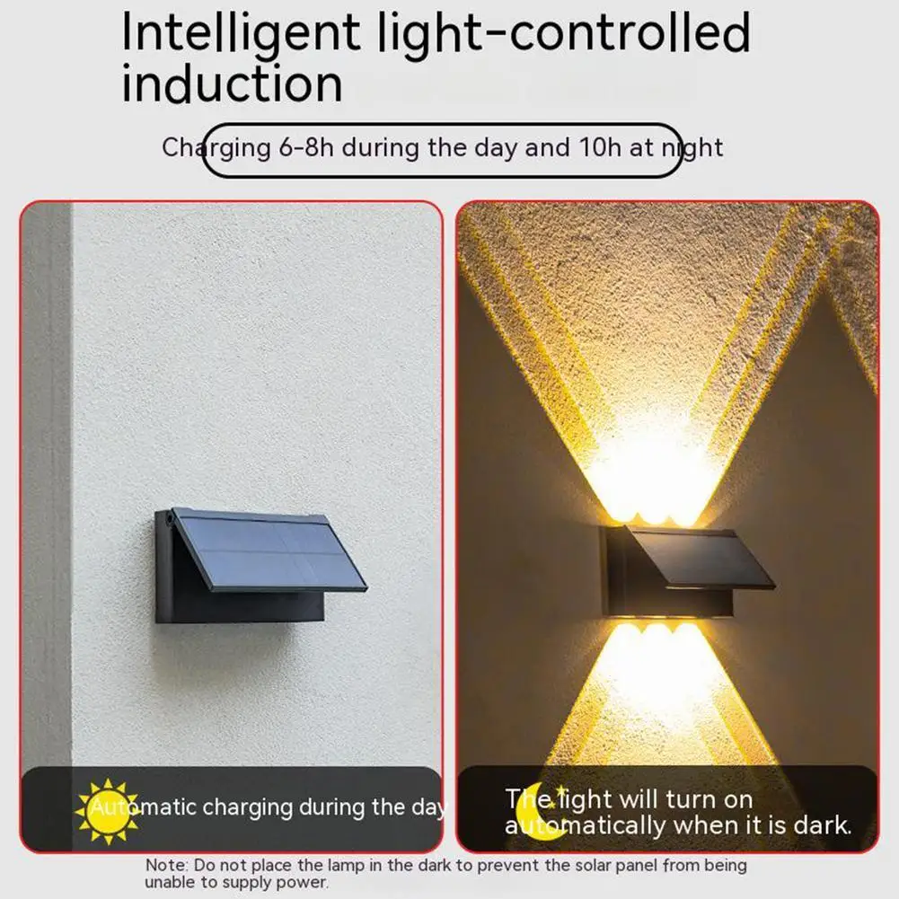 5v 6led Outdoor Up Down Solar Light Spotlight Led Wall Lamp For Villa Courtyard Garden Parks Decor