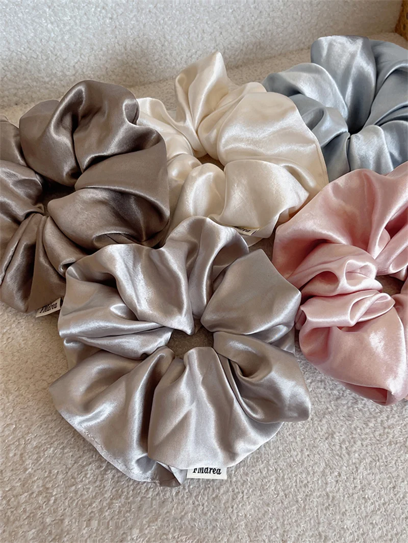 Extra große Haargummis, dicker Satinstoff, einfarbig, Haargummi, elastisches Haarband, Pferdeschwanzhalter, elegante Damen-Haar-Accessoires – Detail 6