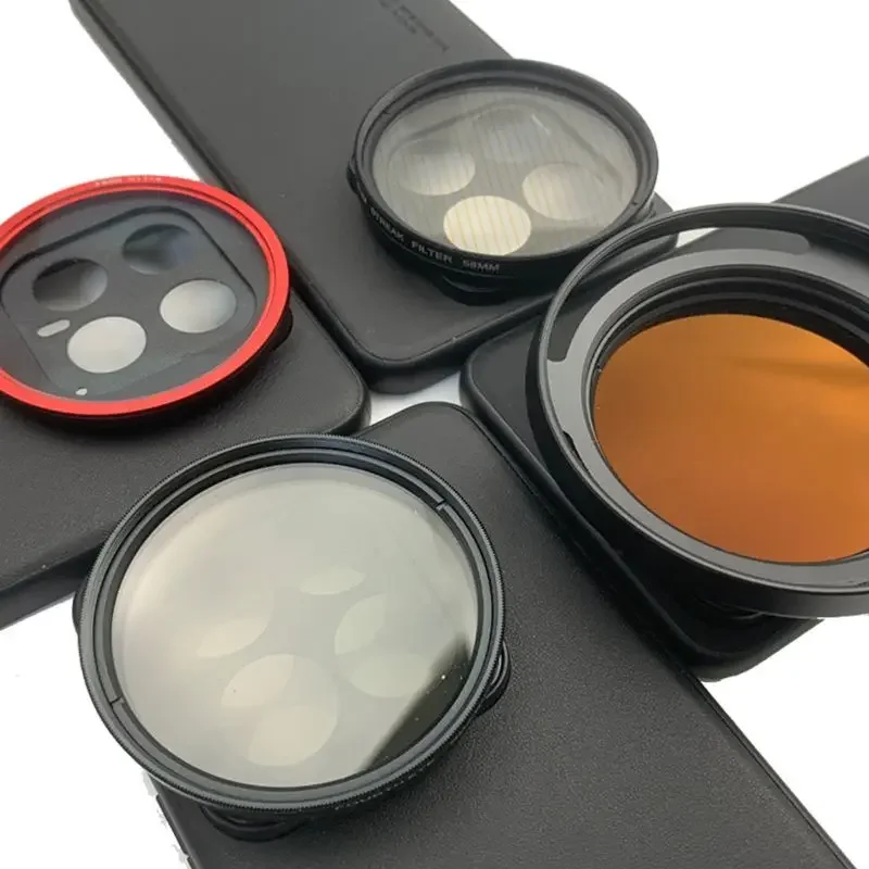 52MM 스레드 인터페이스 필터 링 어댑터 전화 케이스 Iphone 15 14 12 13 11 Plus Phone 용 범용 CPL VU 스타 필터