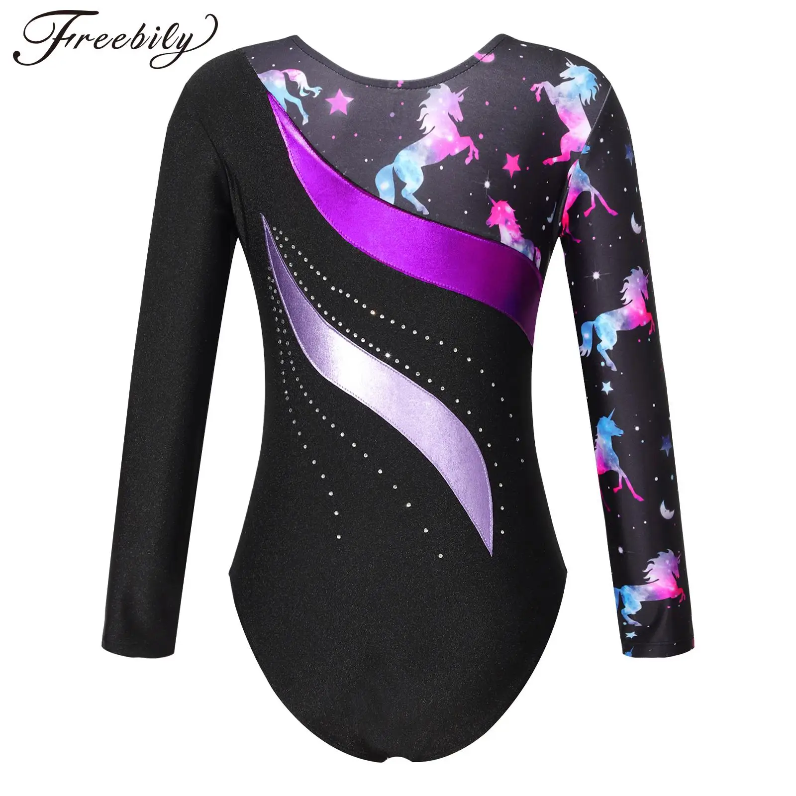 

Kids Girls Ballet Dance Leotard Long Sleeve Gymnastics Bodysuit Figure Skating Performance Costume Fitness Sportswear Swimsuit