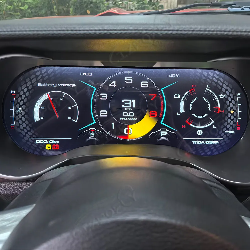 Velocímetro LCD de 12,3 pulgadas para salpicadero de coche Ford Mustang 2015-2023, panel de cabina Virtual, grupo de instrumentos GPS 6