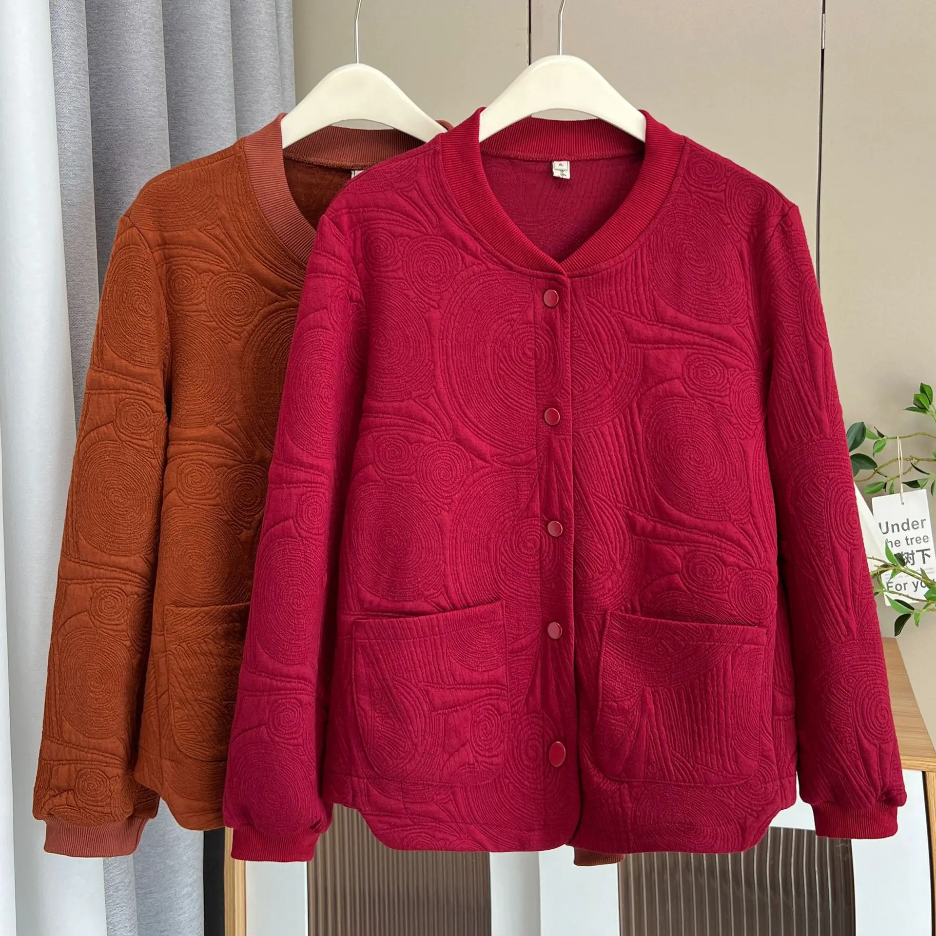 Plus Size Women's Jacket New Autumn Casual For middle-aged And Elderly People Fashionable Baseball Collar Coat 352