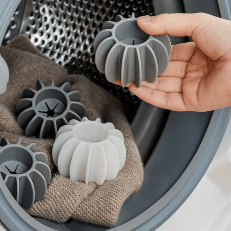 6PCS Silicone Laundry Balls Grey White Reusable Non Electric Washer Dryer Energy Saving Anti Tangle Deep Clean Clothes Softener