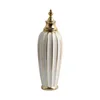 Ceramic Checkmate Jar Flower Vase Geometric Gold Edge Ginger Jar Storage Tank China Pot Porcelain Home Decoration Accessories 6