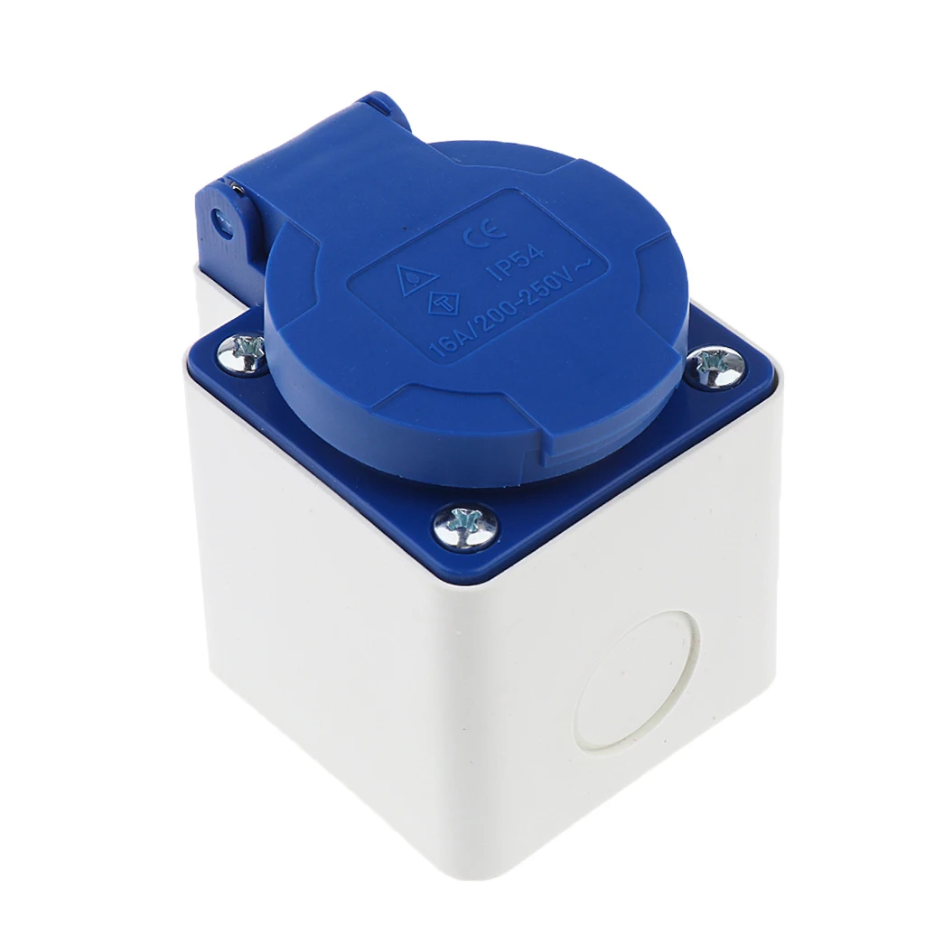 

SCHUKO 2Pin 16A 220V Waterproof EU Power Socket Blue