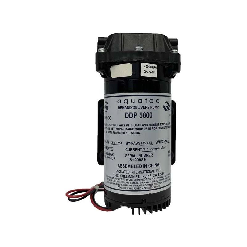 Aquatec DDP 5800 전기 다이어프램 펌프, DC 24V RO 부스터 펌프, 400GPD 5.1LPM 145PSI, 정수기 물 부스트 시스템용