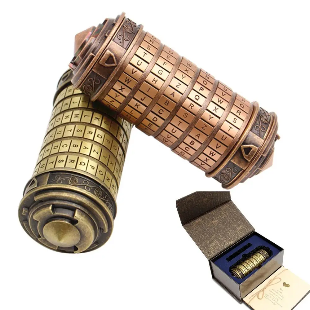 

Creative Da Vinci Code Toys Metal Letter Rings Cryptex Locks with Blessing Cards Password I LOVE U Escape Chamber Props