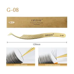 Precision Anti - Slip Eyelash Extension Tweezers with Stainless Steel Fiber Tip (G - 08 TWEEZERS)