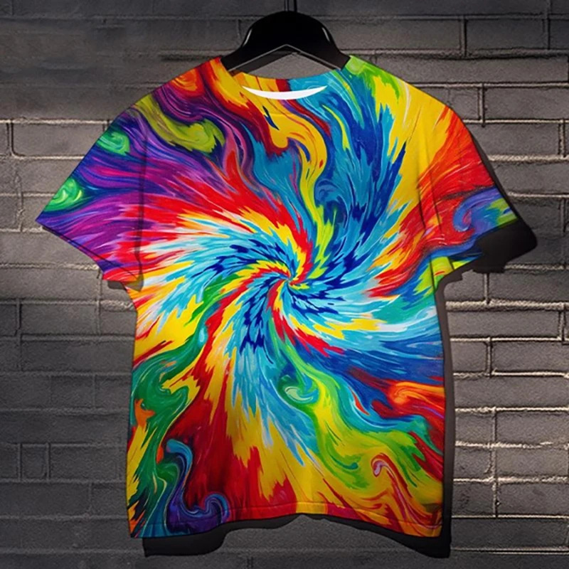 Colorful Tie Dye Graphic Short Sleeve T Shirt