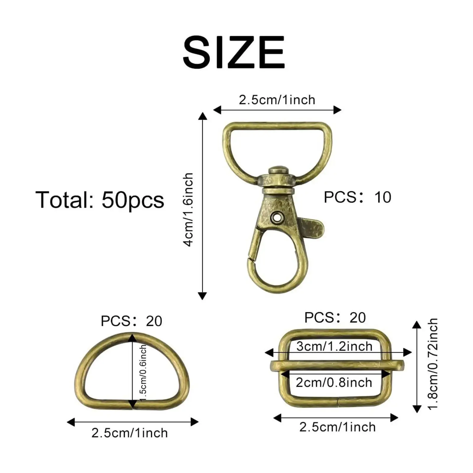 50x Keychain Swivel Hooks Gifts Swivel Hook Hardware for DIY Crafts Handbag