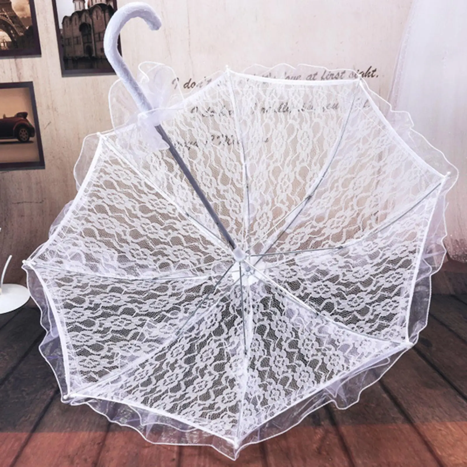 Women's Lace Florals Umbrellas for Wedding Photography Prop Decor Handmade Umbrellas