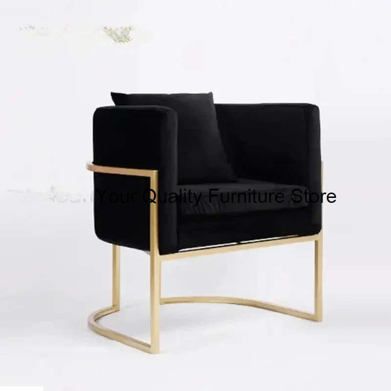 

Nordic Gold Simple Backrest Dressing Lounge Stool Light Luxury Negotiation Seats Bedroom Table Makeup Chair Living Room Chair
