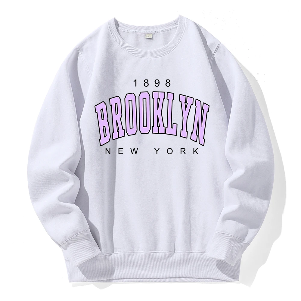 

1898 Brooklyn New York Printed Mens Hoodies Loose Oversized Hoody Warm Fleece O-Neck Pullovers Street Harajuku Tide Sweatshirts