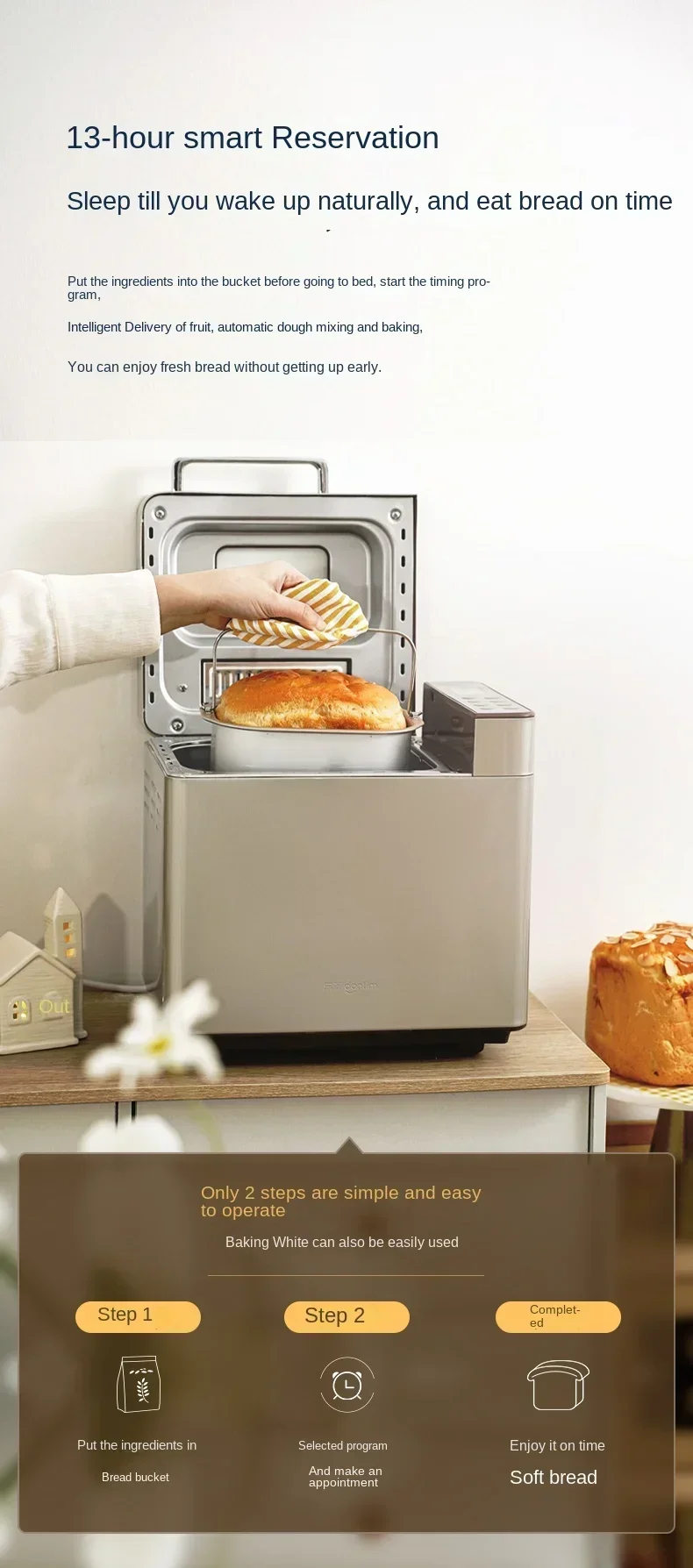 Donlim DL-TM018 Bread Maker Home Automatic Small Cake Maker and Dough Fermenter Multi-function Breakfast Machine Toaster 3