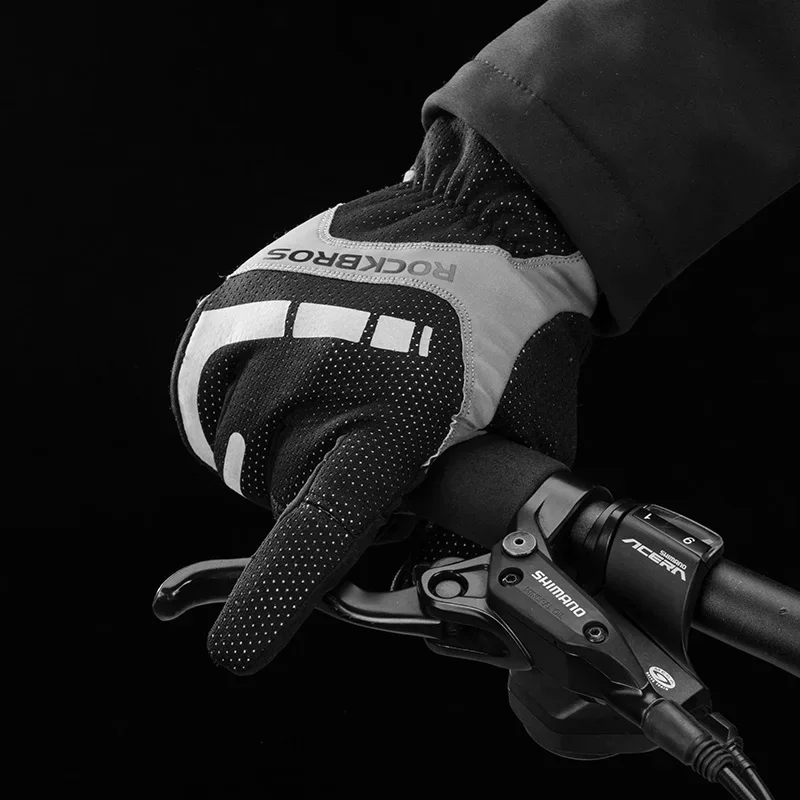 ROCKBROS Winter Warm Gloves Touch screen Cycling Gloves Full Finger MTB Bike Non Slip Silicone Palm Thermal Ski Gloves 6
