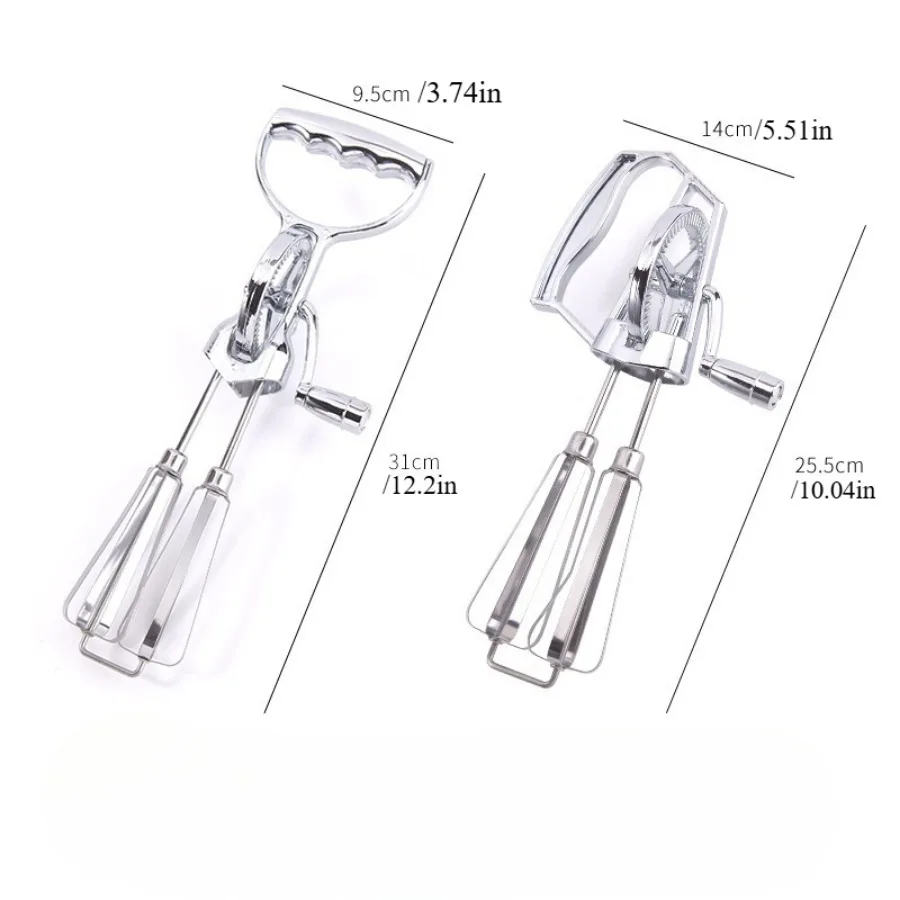 Manual Hand Crank Egg Beaters Stainless Steel Double Heads Egg Whisk Multi-Purpose Food Blender Mixer Kitchen Tool