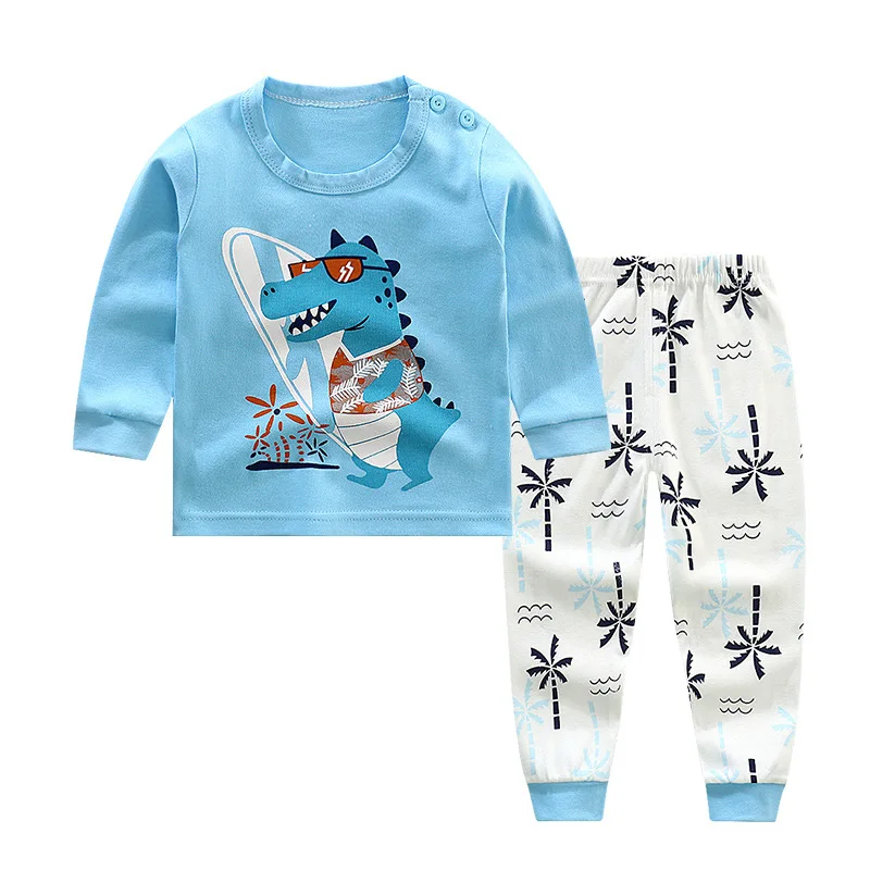 

ZWF2039 Autumn Boys Clothing Sets Toddler Girls T-shirts Pants Baby Outfits Tracksuit For Kids Cartoon Clothes Set
